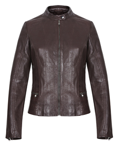 Кожаная куртка на молнии с декоративной отстрочкой La Reine Blanche