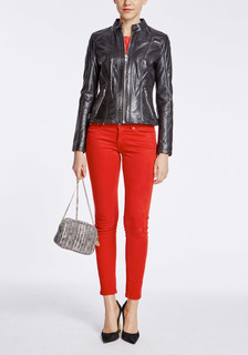 Кожаная куртка на молнии с отстрочкой La Reine Blanche