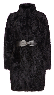 Шуба из меха овчины с оригинальным кожаным ремнем Virtuale Fur Collection
