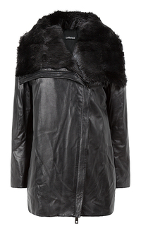 Утепленная куртка из натуральной кожи с отделкой мехом ондатры LE Monique