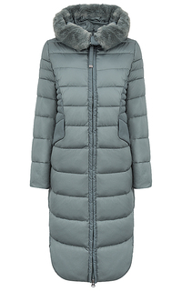 Утепленное пальто с отделкой искусственным мехом La Reine Blanche