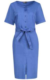 Синее платье с поясом LE Monique