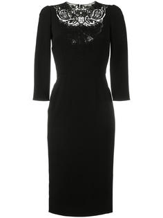 приталенное платье с кружевной вставкой Dolce & Gabbana
