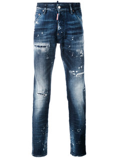 узкие джинсы с эффектом потертости Dsquared2