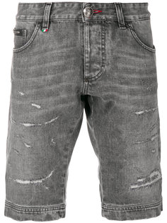 джинсовые шорты с потертой отделкой Philipp Plein