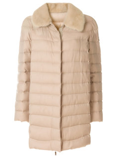 дутое пальто с цигейкой  Moncler Gamme Rouge