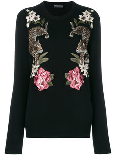 джемпер с вышивкой леопардов Dolce & Gabbana