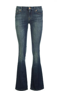 Расклешенные джинсы с потертостями и вышивкой 7 For All Mankind