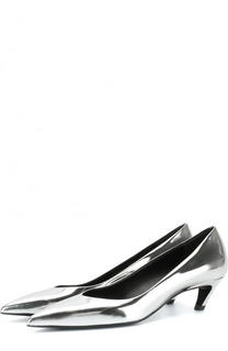 Туфли Slash из металлизированной кожи на каблуке kitten heel Balenciaga
