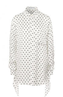 Шелковая блуза свободного кроя с принтом Balenciaga