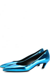 Туфли Slash из металлизированной кожи на каблуке kitten heel Balenciaga