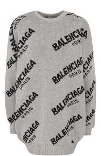 Шерстяной пуловер с логотипом бренда Balenciaga