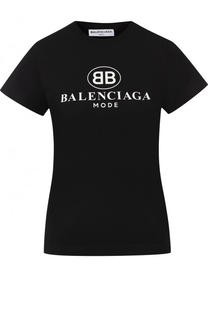 Хлопковая футболка с логотипом бренда Balenciaga