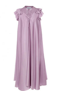 Шелковое платье свободного кроя с оборками Balenciaga