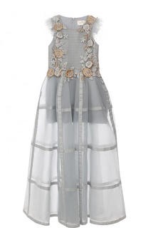 Платье-макси с декором и прозрачной юбкой Mischka Aoki
