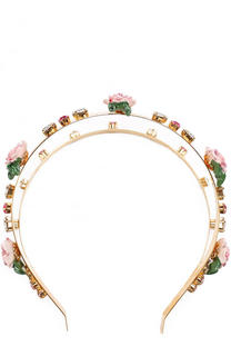 Ободок с декором в виде цветов и отделкой из кристаллов Dolce &amp; Gabbana