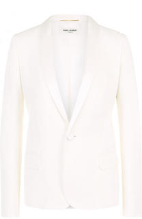 Однотонный шерстяной жакет на одной пуговице Saint Laurent