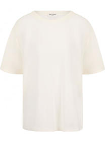 Хлопковая футболка с контрастной отделкой на спинке Saint Laurent
