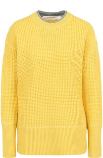 Шерстяной пуловер фактурной вязки с круглым вырезом Victoria by Victoria Beckham