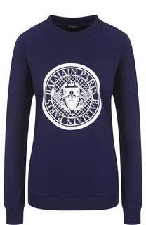 Хлопковый свитшот с логотипом бренда Balmain