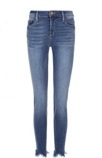 Укороченные джинсы-скинни с потертостями и бахромой Frame Denim