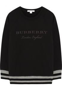 Хлопковый свитшот с вышивкой и контрастной отделкой Burberry