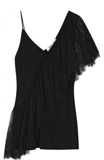 Приталенный однотонный топ с кружевной отделкой Diane Von Furstenberg