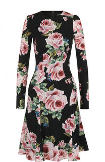 Приталенное шелковое платье-макси с цветочным принтом Dolce &amp; Gabbana