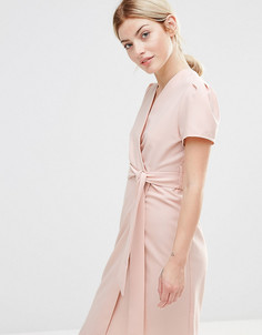 Чайное платье миди с запахом Alter Petite - Розовый