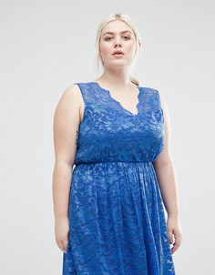 Кружевное короткое приталенное платье Lovedrobe Plus - Синий