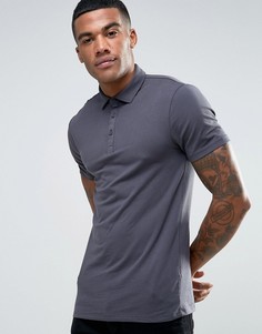 Серая обтягивающая футболка-поло River Island - Серый