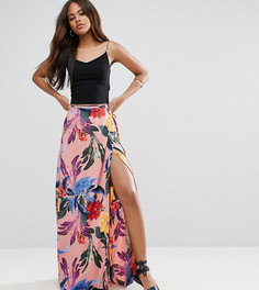 Юбка макси с запахом и цветочным принтом ASOS TALL - Мульти