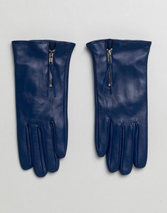 Перчатки из натуральной кожи с молнией Barneys - Темно-синий Barneys Originals