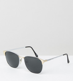 Квадратные металлические солнцезащитные очки серебристого цвета Reclaimed Vintage - Серебряный