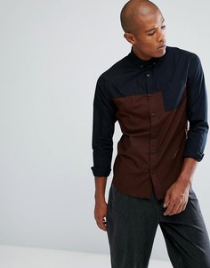 Рубашка колор блок на пуговицах с карманом Troy - Черный