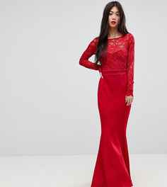 Кружевное платье макси с бантом City Goddess Petite - Красный