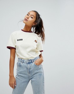 Футболка с окантовкой и принтом на спине Ellesse - Кремовый