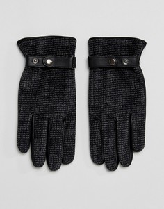 Кожаные перчатки с твидовыми вставками ASOS - Серый