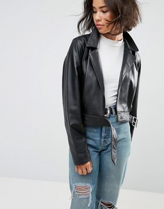 Мягкая кожаная куртка в стиле 80-х ASOS - Черный