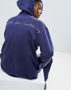 Длинный худи с асимметричным краем Systvm - Темно-синий