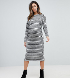 Облегающее платье в полоску с перекрутом на спине ASOS MATERNITY - Серый
