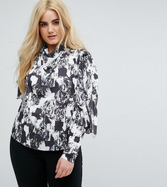 Топ с вырезами на плечах и монохромным принтом ASOS CURVE - Мульти