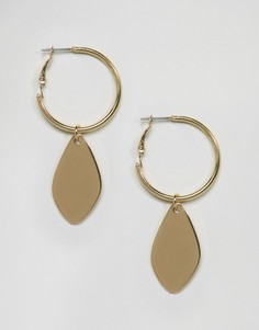 Серьги-кольца с подвеской DesignB London - Золотой