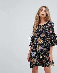 Свободное платье с завязками Yumi - Черный
