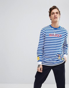 Свободный лонгслив в полоску с манжетами и принтом ASOS - Мульти