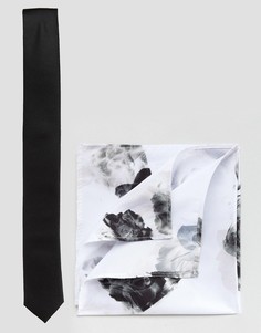 Галстук и платок для нагрудного кармана с цветочным принтом ASOS - Мульти