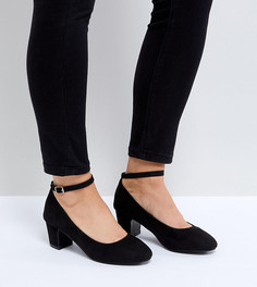 Туфли-лодочки для широкой стопы на низком блочном каблуке New Look - Черный