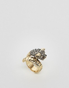 Кольцо в форме змеи с камнями Monki - Золотой