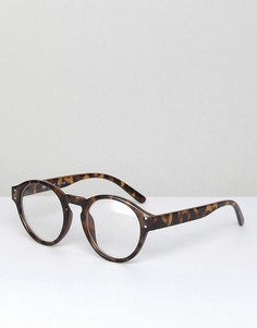 Круглые черепаховые очки с прозрачными стеклами AJ Morgan Lloyd - Коричневый