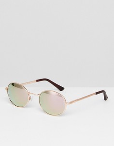 Круглые солнцезащитные очки цвета розового золота AJ Morgan - Золотой